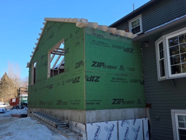 Westford, MA addition framed and sheathed with ZIP System panels